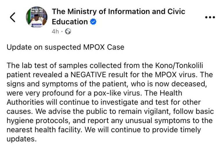 Sierra Leone: Mpox Case Update